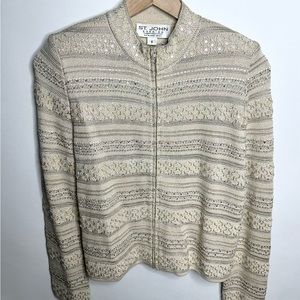 Vintage St. John Evening By Marie Gray Women’s Sz 6 Embellished Knit Zip Sweater